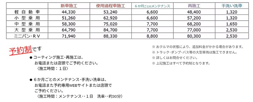 料金表